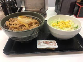 6月10日夕食 吉野家 コモサラ サラシア牛丼小盛 生野菜サラダセット