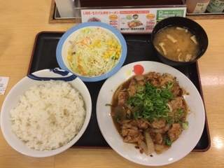 9月19日朝食 松屋 鶏のバター醤油炒めw定食 ライトベイダー Lightvader のグルメ日記